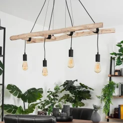 Suspension Yaak Brun, Noir, 4 Lumieres