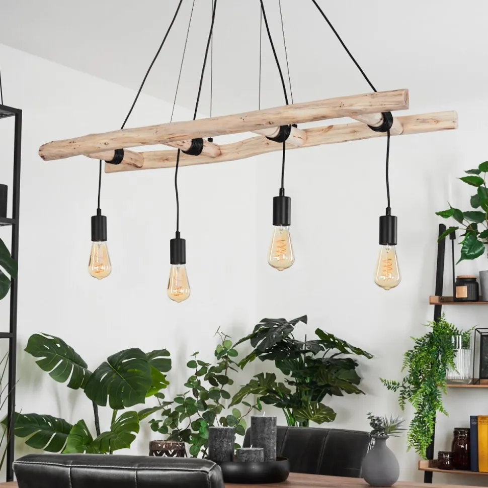 Suspension Yaak Brun, Noir, 4 Lumieres