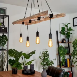 Suspension Yaak Brun, Noir, 4 Lumieres