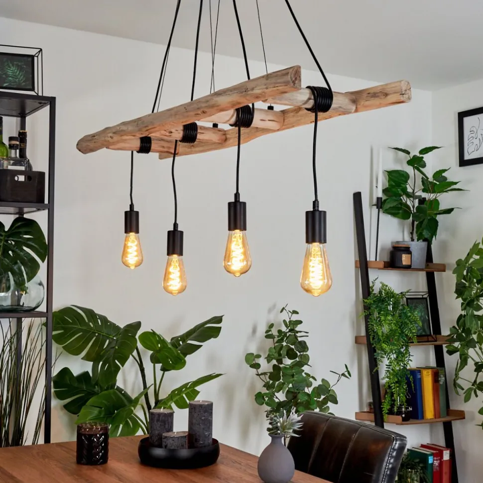 Suspension Yaak Brun, Noir, 4 Lumieres