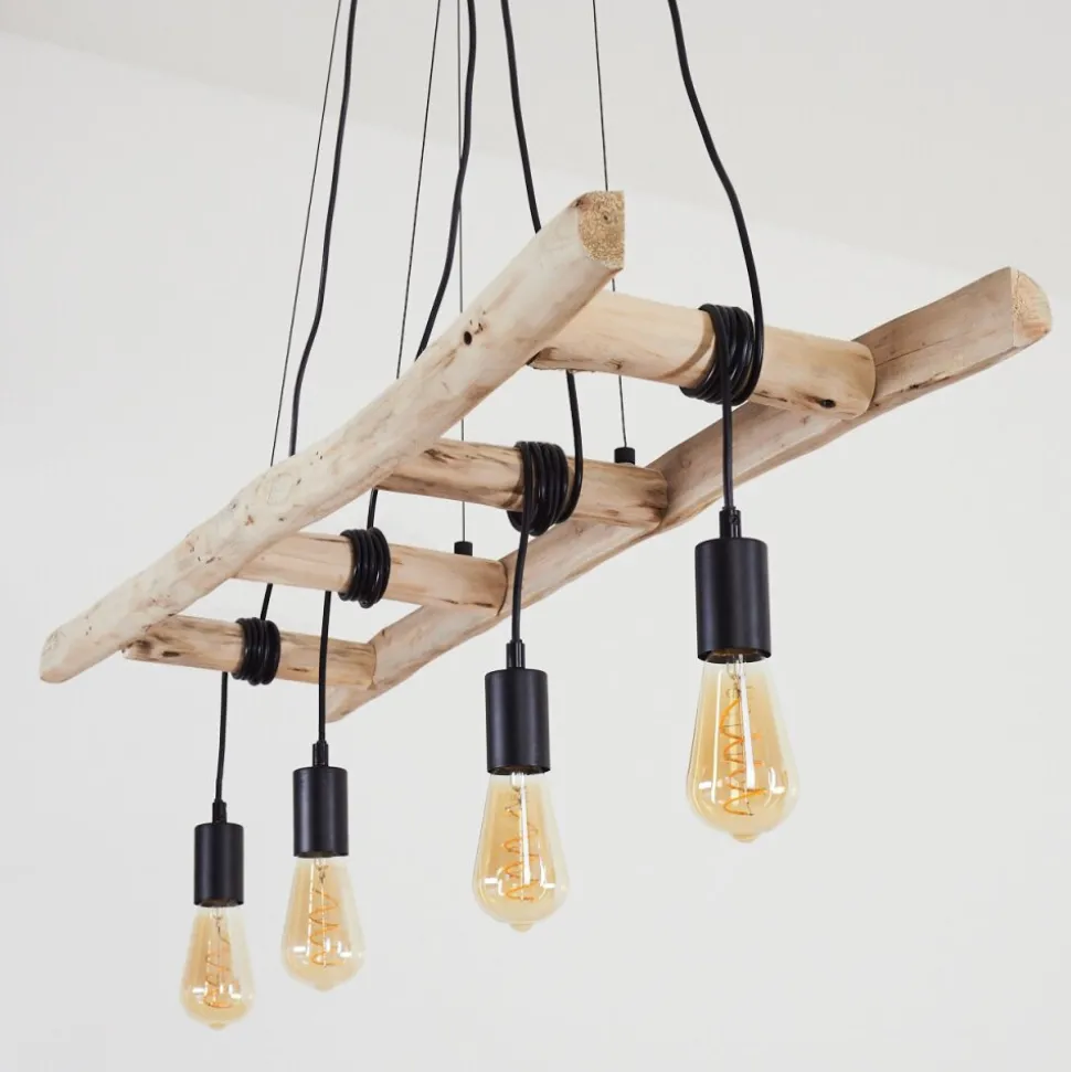 Suspension Yaak Brun, Noir, 4 Lumieres