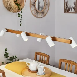 Suspension Zuoz Ecru, Blanc, 6 Lumieres