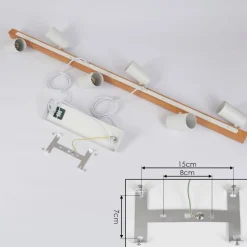 Suspension Zuoz Ecru, Blanc, 6 Lumieres