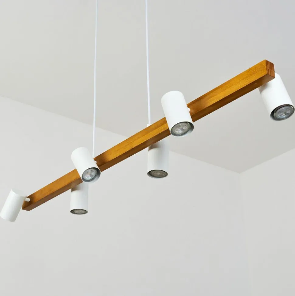 Suspension Zuoz Ecru, Blanc, 6 Lumieres
