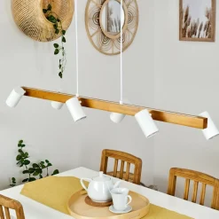 Suspension Zuoz Ecru, Blanc, 6 Lumieres