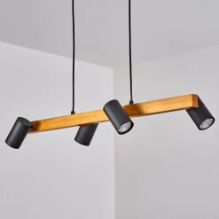 Suspension Zuoz Ecru, Noir, 4 Lumieres