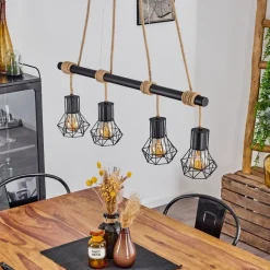Suspensionbardhaman Ecru, Noir, 4 Lumieres