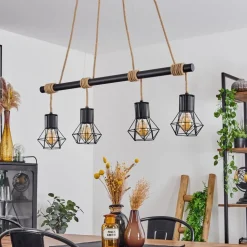 Suspensionbardhaman Ecru, Noir, 4 Lumieres