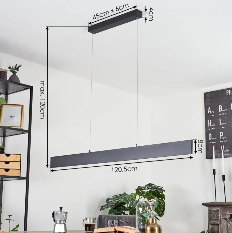 Suspensionbrun Led Anthracite, 2 Lumieres, Telecommandes