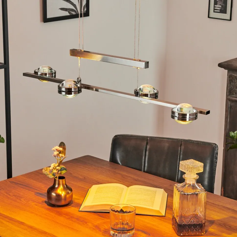 Suspensionfernandaires Led Nickel Mat, 8 Lumieres