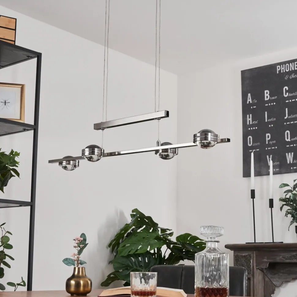 Suspensionfernandaires Led Nickel Mat, 8 Lumieres