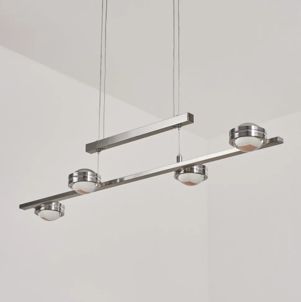 Suspensionfernandaires Led Nickel Mat, 8 Lumieres