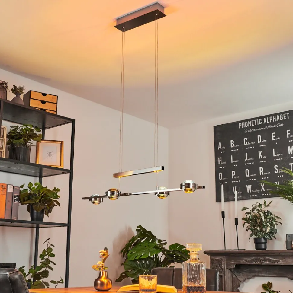 Suspensionfernandaires Led Nickel Mat, 8 Lumieres