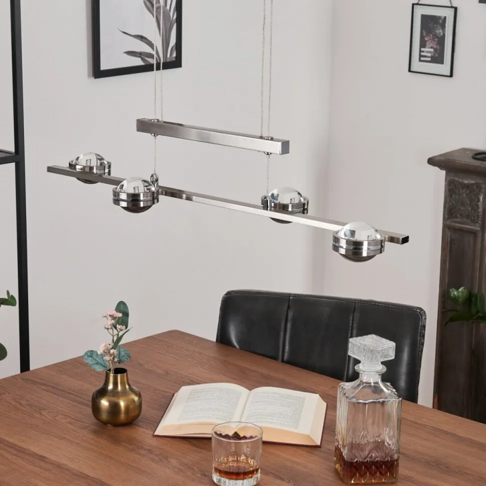 Suspensionfernandaires Led Nickel Mat, 8 Lumieres