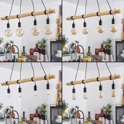 Suspensionlantic Ecru, Noir, 4 Lumieres