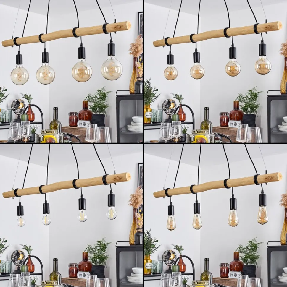 Suspensionlantic Ecru, Noir, 4 Lumieres