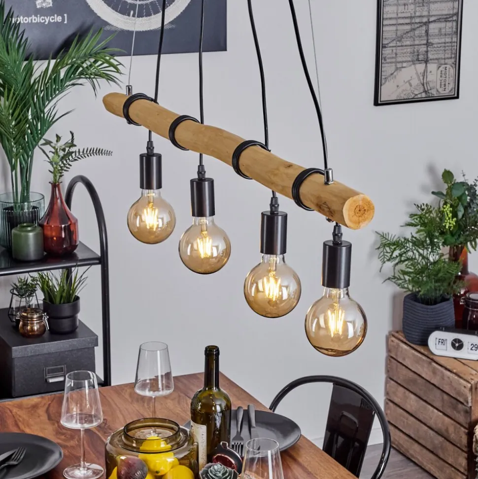 Suspensionlantic Ecru, Noir, 4 Lumieres