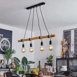Suspensionlantic Ecru, Noir, 4 Lumieres