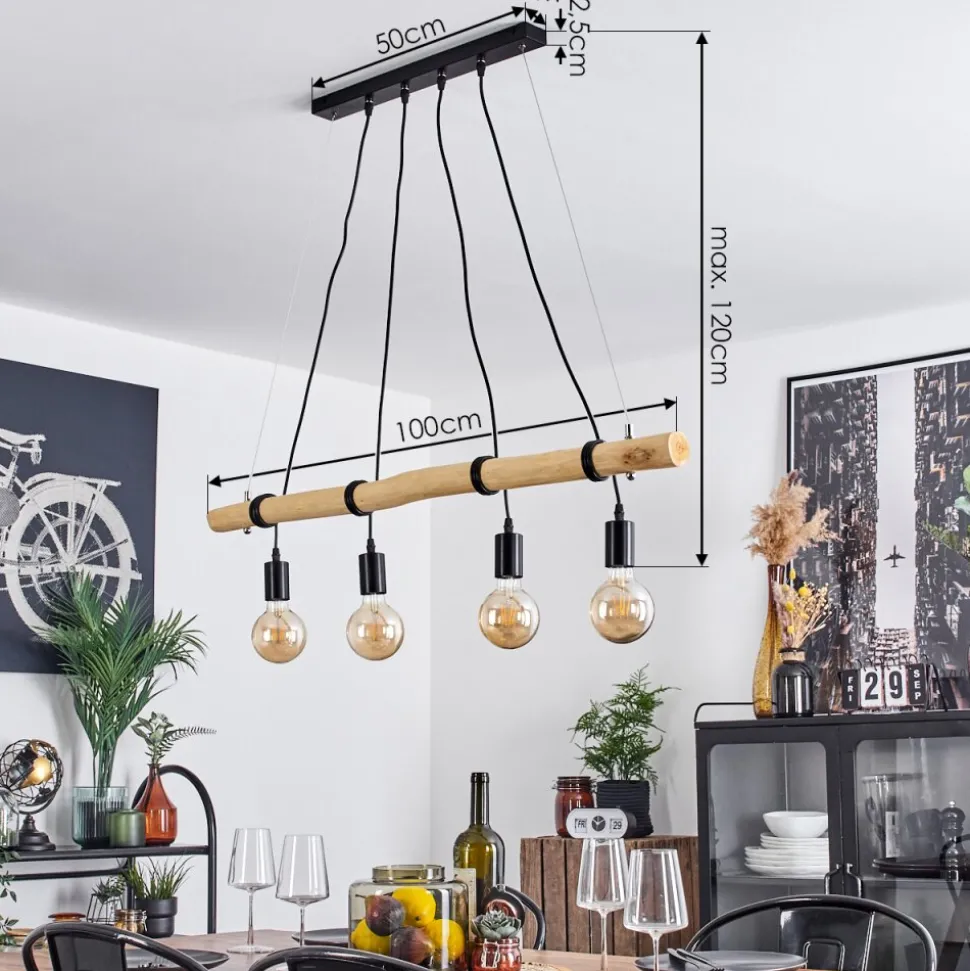 Suspensionlantic Ecru, Noir, 4 Lumieres