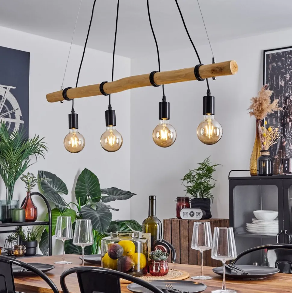 Suspensionlantic Ecru, Noir, 4 Lumieres