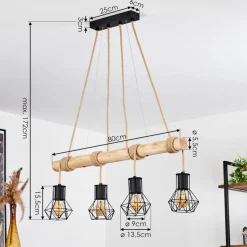 Suspensionmechaico Ecru, Noir, 4 Lumieres