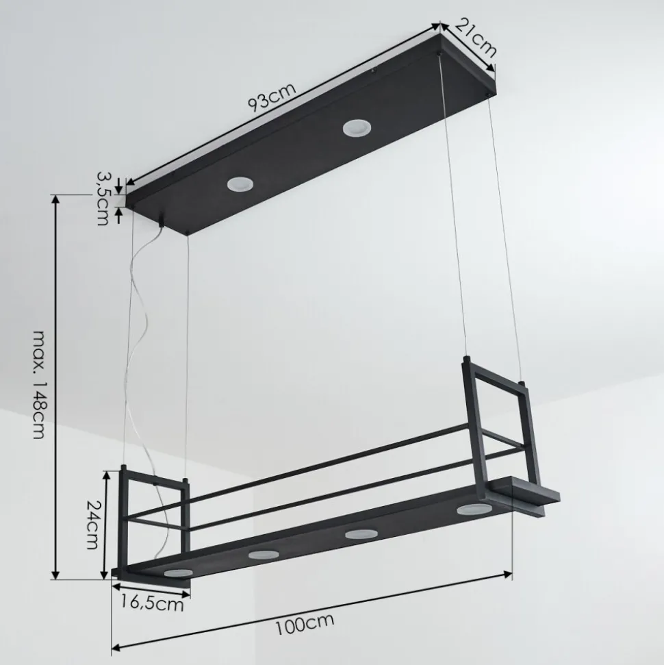 Suspensionquirihue Led Noir, Blanc, 6 Lumieres