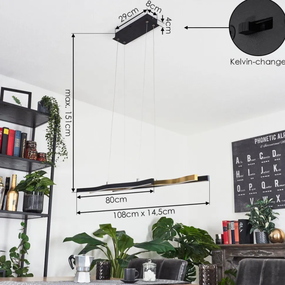Suspensionserlande Led Noir, 1 Lumiere