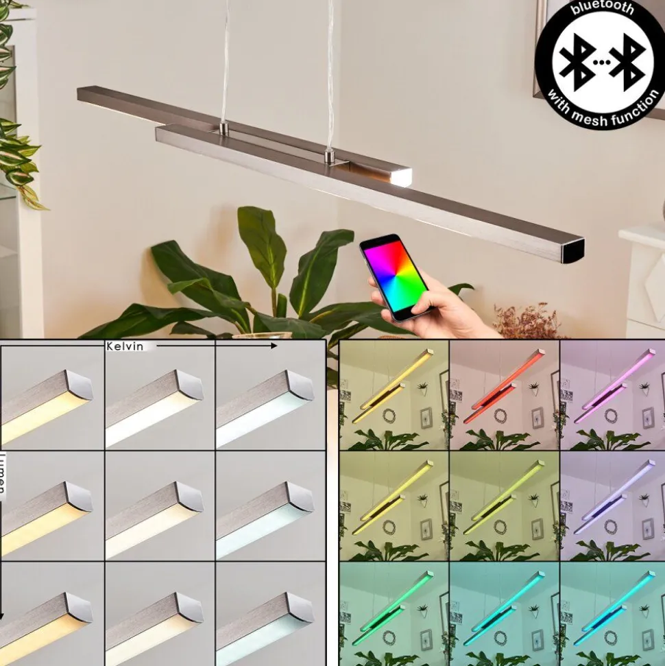 Suspensiontamizat Led Nickel Mat, 2 Lumieres, Changeur De Couleurs