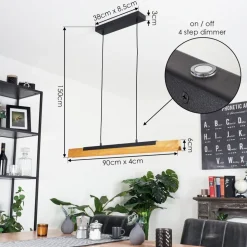Suspensionteira Led Ecru, Noir, 1 Lumiere