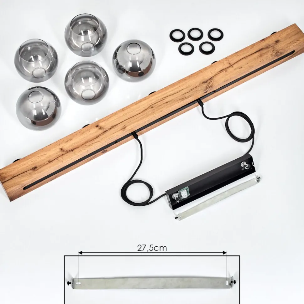 Suspensionvouhet Brun, Couleur Bois, Noir, 5 Lumieres