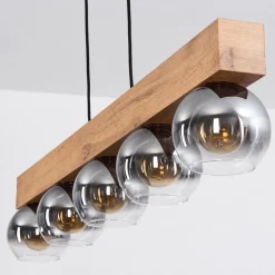 Suspensionvouhet Brun, Couleur Bois, Noir, 5 Lumieres