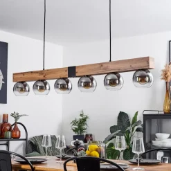 Suspensionvouhet Brun, Couleur Bois, Noir, 6 Lumieres