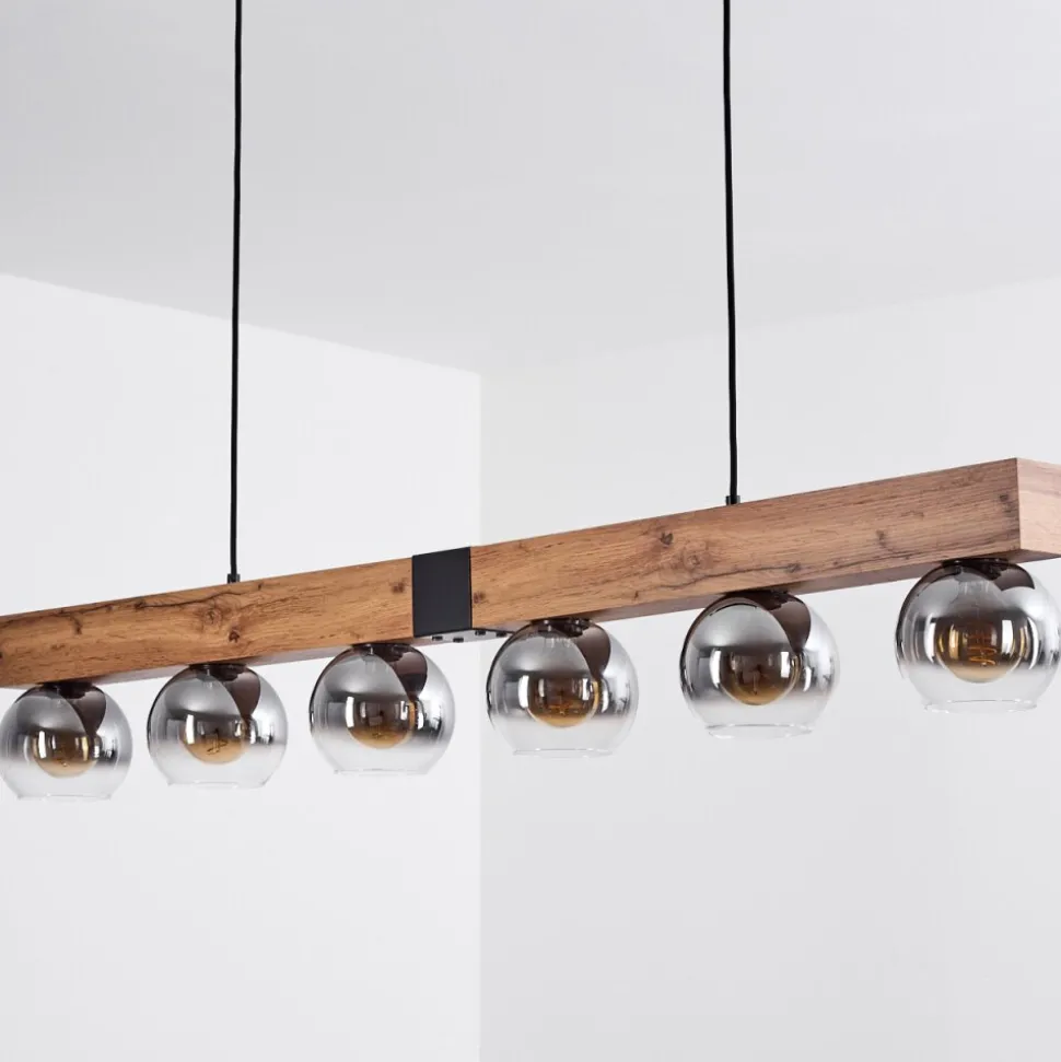 Suspensionvouhet Brun, Couleur Bois, Noir, 6 Lumieres