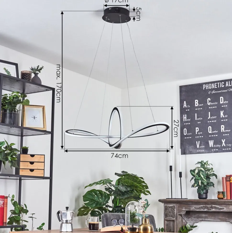 Suspensionzibreira Led Noir, 1 Lumiere, Telecommandes