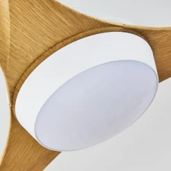 Ventilateur De Plafond Follseland Led Brun Clair, Couleur Bois, Blanc, 1 Lumiere, Telecommandes