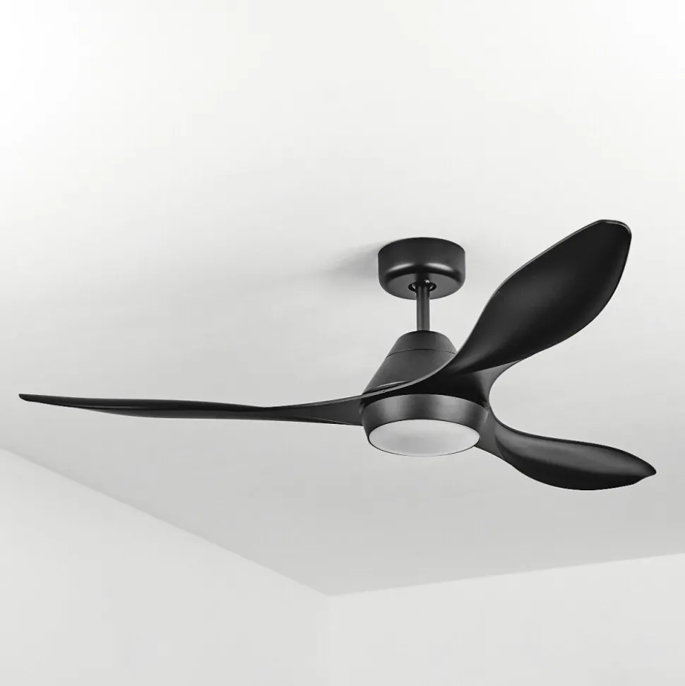 Ventilateur De Plafond Follseland Led Noir, 1 Lumiere, Telecommandes