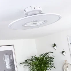 Ventilateur De Plafond Marmorta Led Blanc, 1 Lumiere, Telecommandes