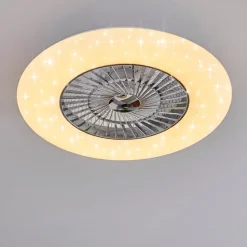 Ventilateur De Plafond Petrovac Led Chrome, Blanc, 1 Lumiere, Telecommandes