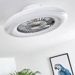 Ventilateur De Plafond Petrovac Led Chrome, Blanc, 1 Lumiere, Telecommandes