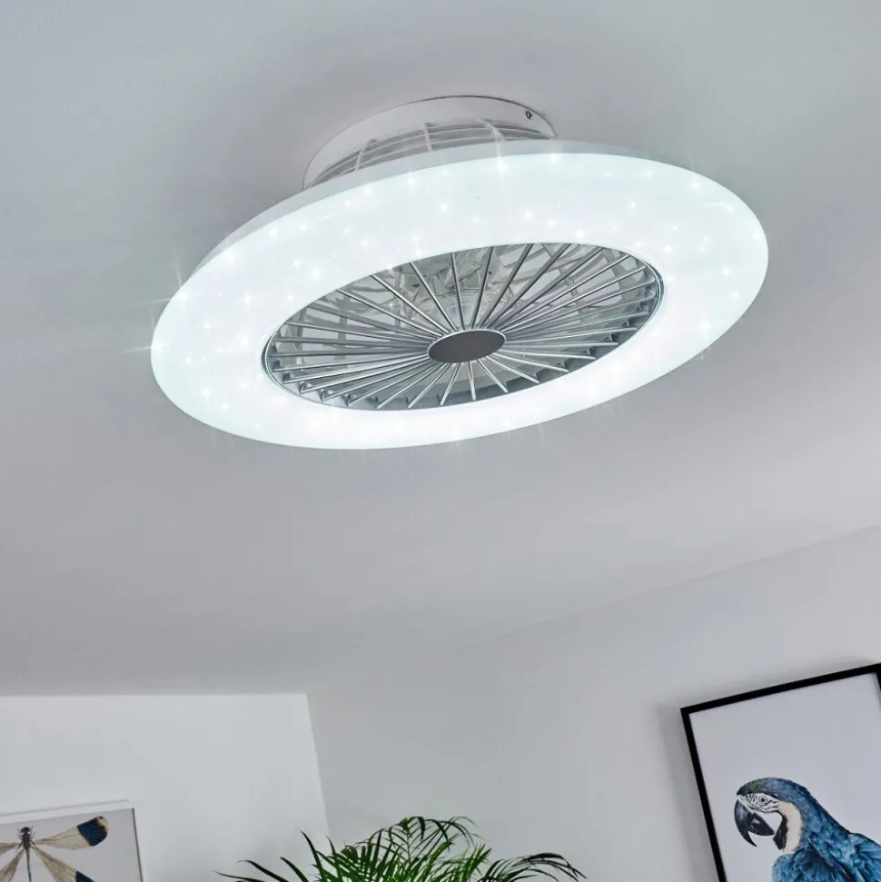 Ventilateur De Plafond Piraeus Led Titane, Blanc, 1 Lumiere, Telecommandes