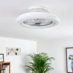 Ventilateur De Plafond Piraeus Led Titane, Blanc, 1 Lumiere, Telecommandes