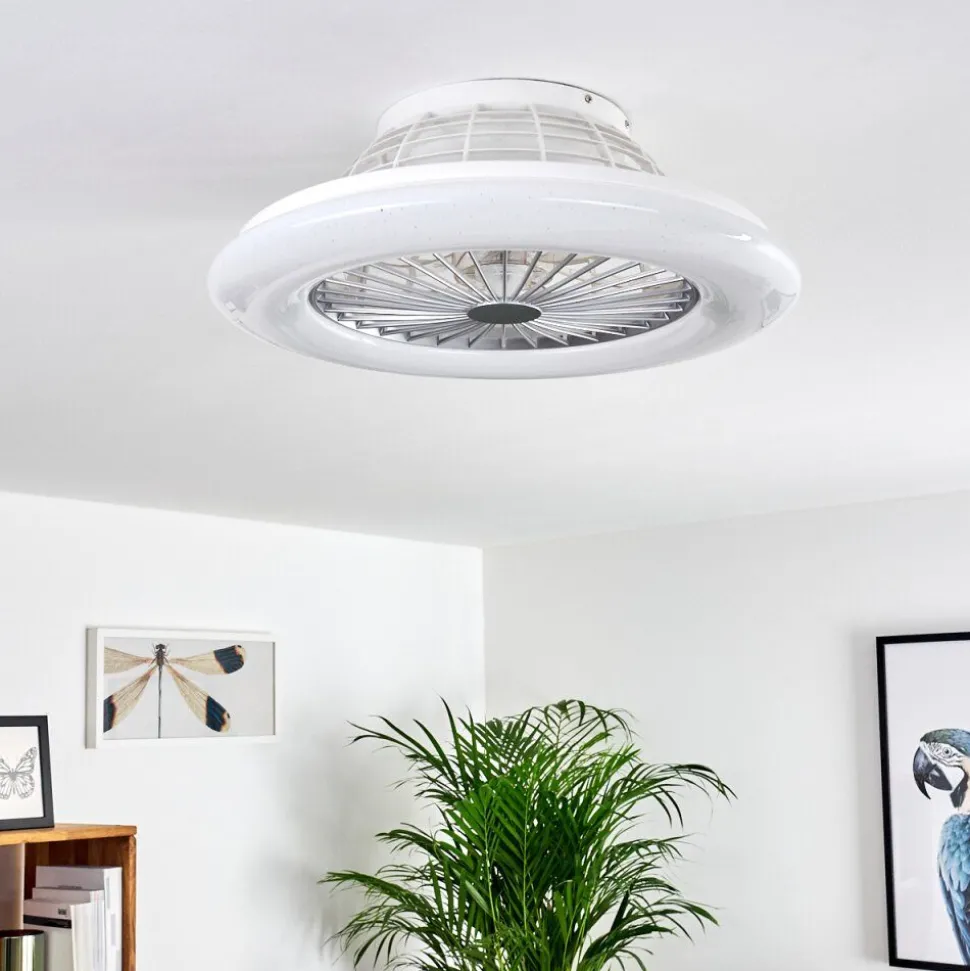Ventilateur De Plafond Piraeus Led Titane, Blanc, 1 Lumiere, Telecommandes