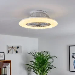 Ventilateur De Plafond Piraeus Led Titane, Blanc, 1 Lumiere, Telecommandes