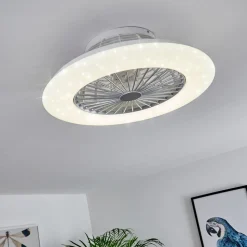 Ventilateur De Plafond Piraeus Led Titane, Blanc, 1 Lumiere, Telecommandes
