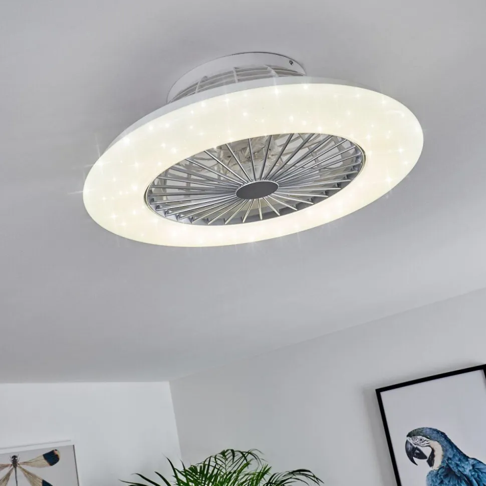 Ventilateur De Plafond Piraeus Led Titane, Blanc, 1 Lumiere, Telecommandes