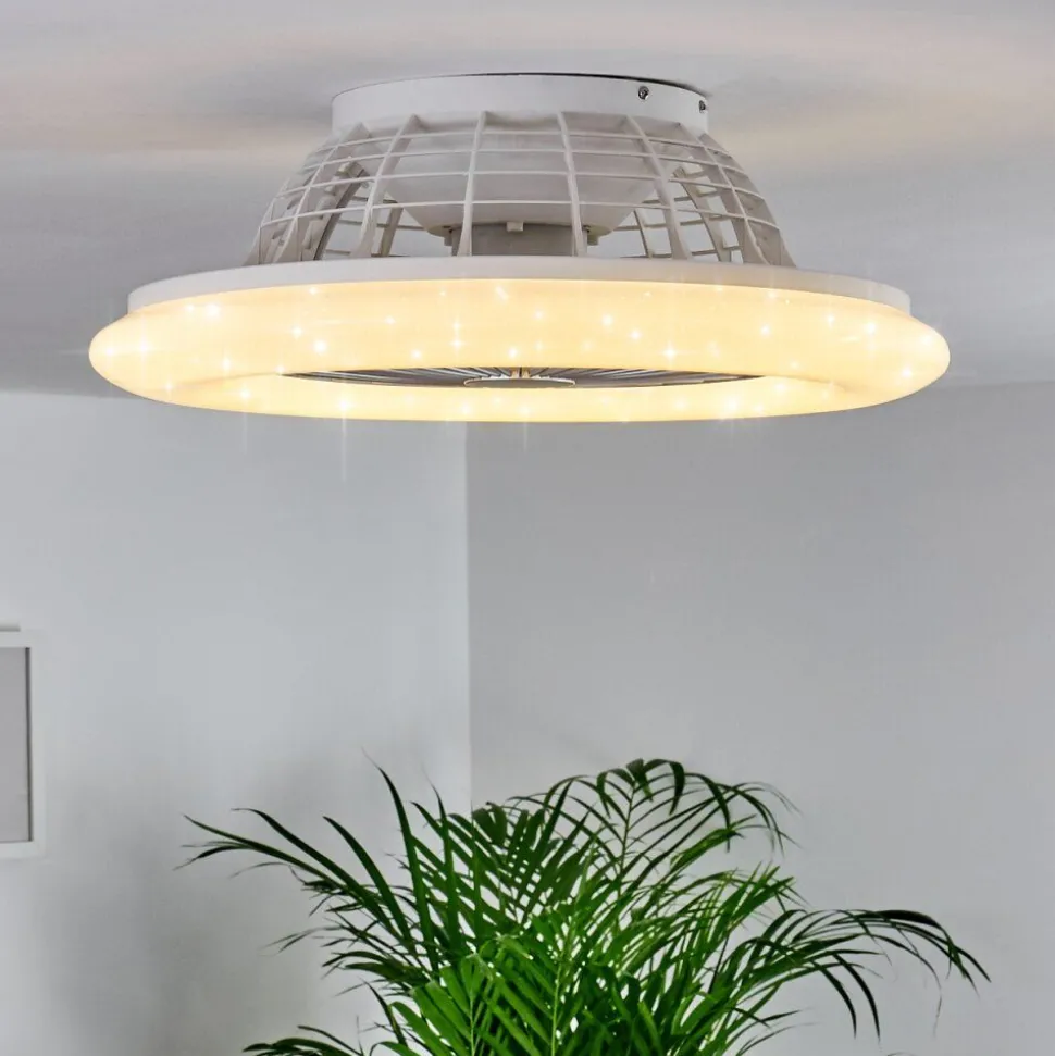 Ventilateur De Plafond Piraeus Led Titane, Blanc, 1 Lumiere, Telecommandes