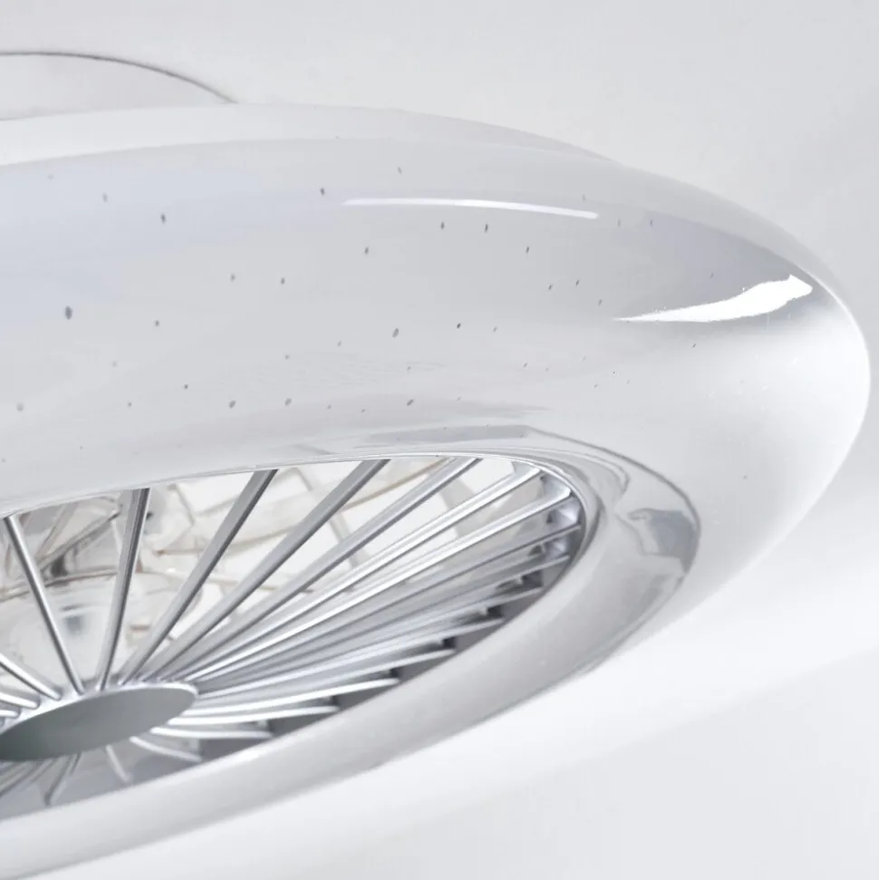 Ventilateur De Plafond Piraeus Led Titane, Blanc, 1 Lumiere, Telecommandes