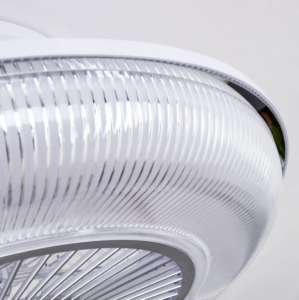 Ventilateur De Plafond Riccione Led Blanc, 1 Lumiere, Telecommandes, Changeur De Couleurs