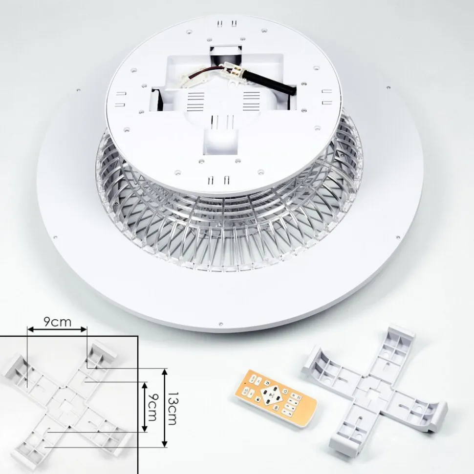 Ventilateur De Plafond Riccione Led Blanc, 1 Lumiere, Telecommandes, Changeur De Couleurs