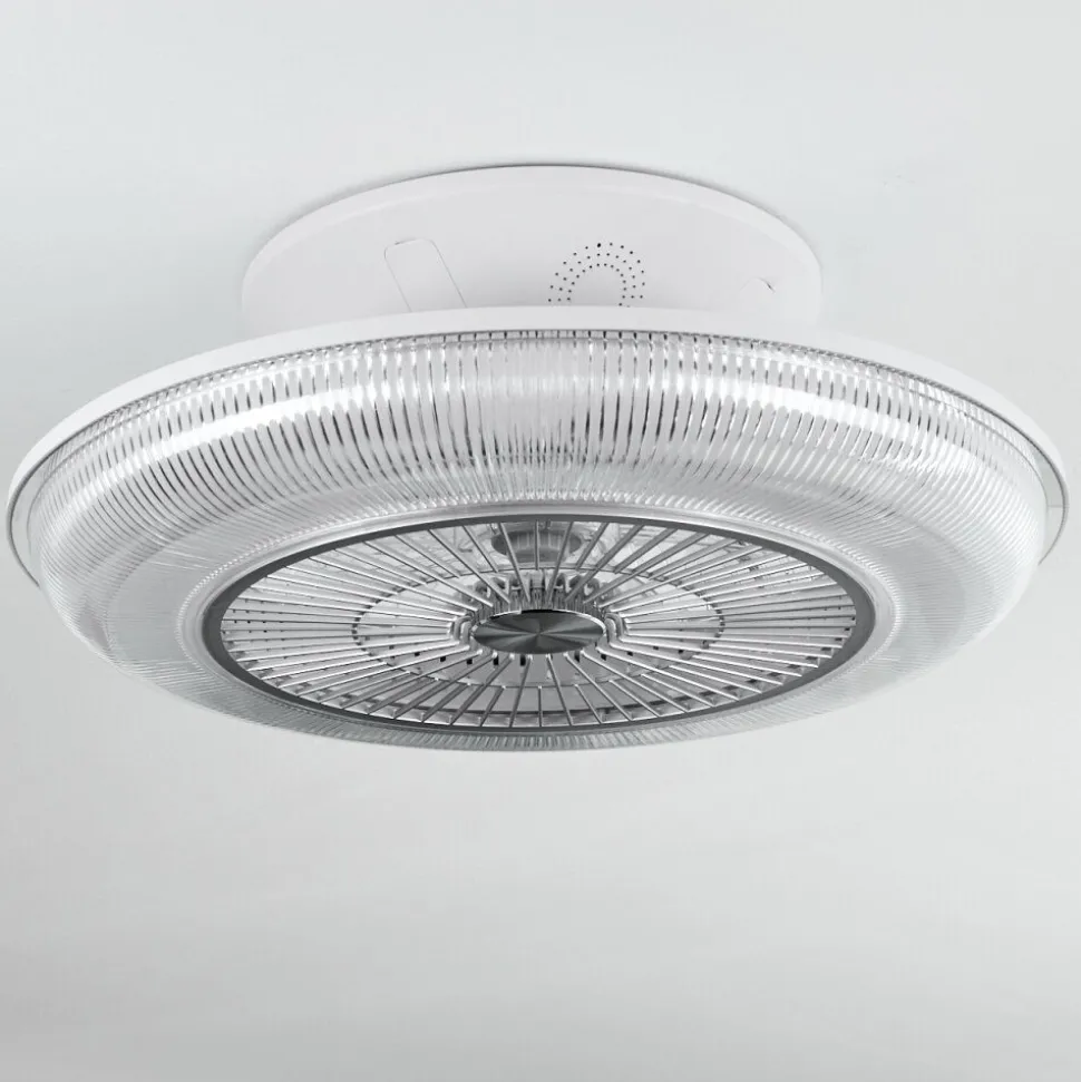 Ventilateur De Plafond Riccione Led Blanc, 1 Lumiere, Telecommandes, Changeur De Couleurs